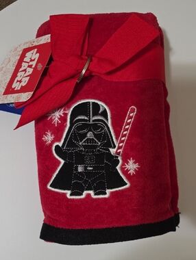 Star Wars Red Darth Vader Holiday Plush Towel with Black Trim